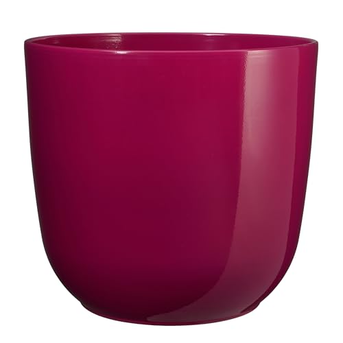 Annastore Blumenübertopf Tusca aus Keramik - Übertopf - Blumentopf - Übertöpfe - Blumentöpfe (Fuchsia, H 25 cm - Ø 28 cm) von Annastore