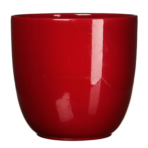 Annastore Blumenübertopf Tusca aus Keramik - Übertopf - Blumentopf - Übertöpfe - Blumentöpfe (Rot, H 16 cm - Ø 17 cm) von Annastore