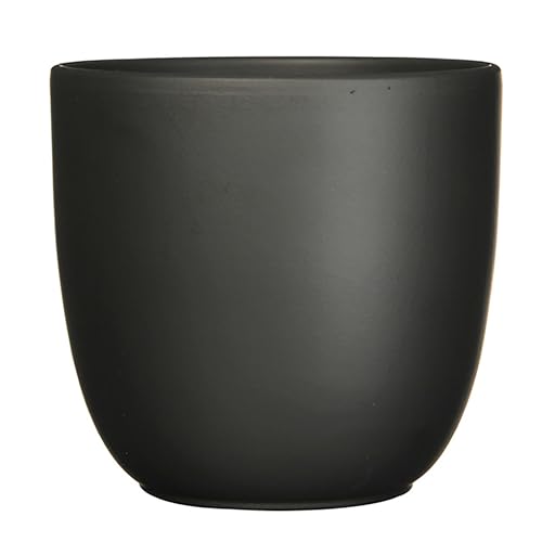 Annastore Blumenübertopf Tusca aus Keramik - Übertopf - Blumentopf - Übertöpfe - Blumentöpfe (Schwarz/Matt, H 11 cm - Ø 12 cm) von Annastore