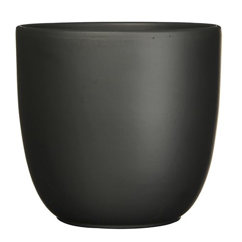 Annastore Blumenübertopf Tusca aus Keramik - Übertopf - Blumentopf - Übertöpfe - Blumentöpfe (Schwarz/Matt, H 13 cm - Ø 13,5 cm) von Annastore