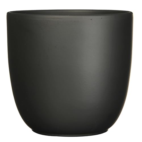 Annastore Blumenübertopf Tusca aus Keramik - Übertopf - Blumentopf - Übertöpfe - Blumentöpfe (Schwarz/Matt, H 18,5 cm - Ø 19,5 cm) von Annastore