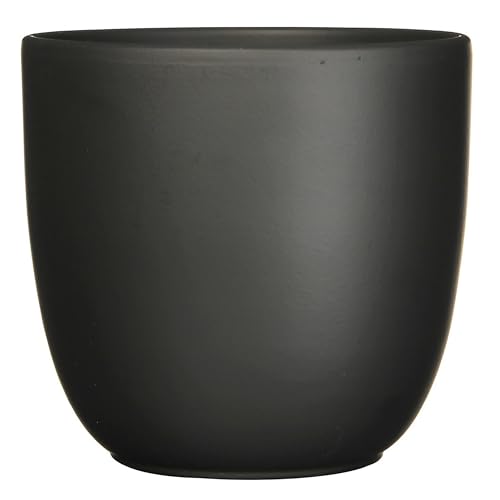 Annastore Blumenübertopf Tusca aus Keramik - Übertopf - Blumentopf - Übertöpfe - Blumentöpfe (Schwarz/Matt, H 25 cm - Ø 28 cm) von Annastore