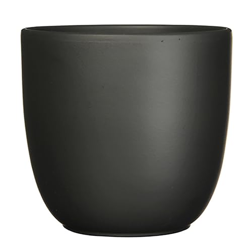 Annastore Blumenübertopf Tusca aus Keramik - Übertopf - Blumentopf - Übertöpfe - Blumentöpfe (Schwarz/Matt, H 7,5 cm - Ø 8,5 cm) von Annastore