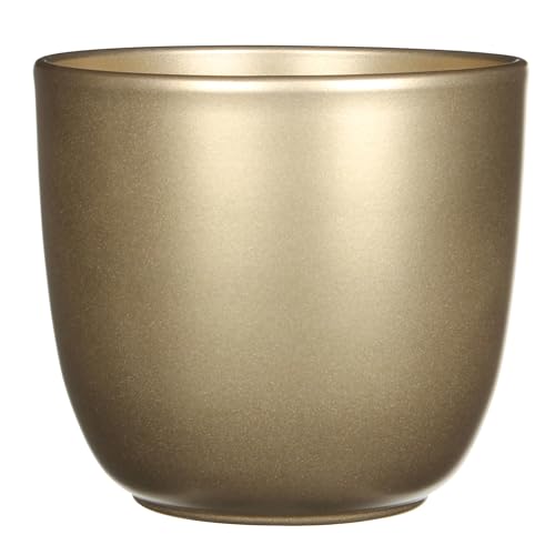 Annastore Blumenübertopf Tusca aus Keramik - Übertopf - Blumentopf - Übertöpfe - Blumentöpfe (Vintage-Gold, H 14 cm - Ø 14,5 cm) von Annastore