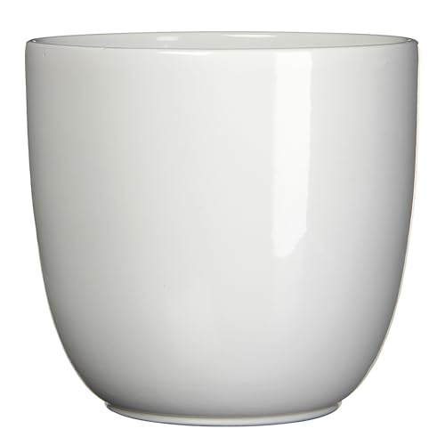 Annastore Blumenübertopf Tusca aus Keramik - Übertopf - Blumentopf - Übertöpfe - Blumentöpfe (Weiß, H 18,5 cm - Ø 19,5 cm) von Annastore