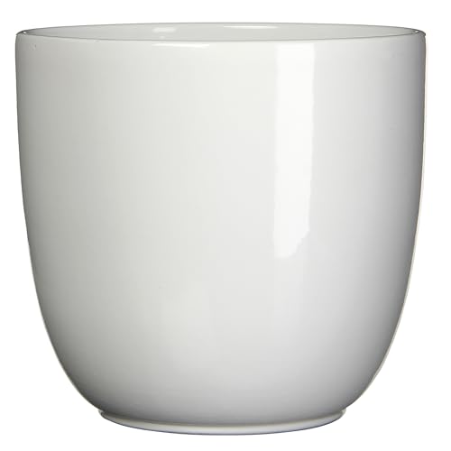 Annastore Blumenübertopf Tusca aus Keramik - Übertopf - Blumentopf - Übertöpfe - Blumentöpfe (Weiß, H 25 cm - Ø 28 cm) von Annastore