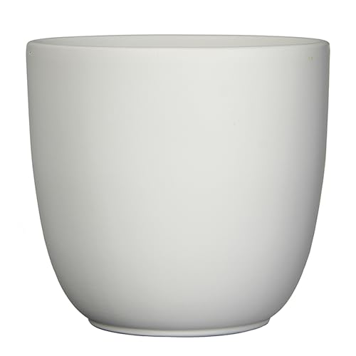 Annastore Blumenübertopf Tusca aus Keramik - Übertopf - Blumentopf - Übertöpfe - Blumentöpfe (Weiß-Matt, H 14 cm - Ø 14,5 cm) von Annastore