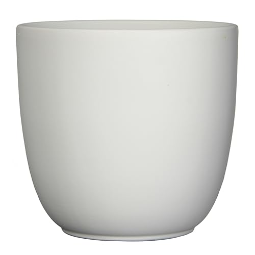 Annastore Blumenübertopf Tusca aus Keramik - Übertopf - Blumentopf - Übertöpfe - Blumentöpfe (Weiß-Matt, H 16 cm - Ø 17 cm) von Annastore