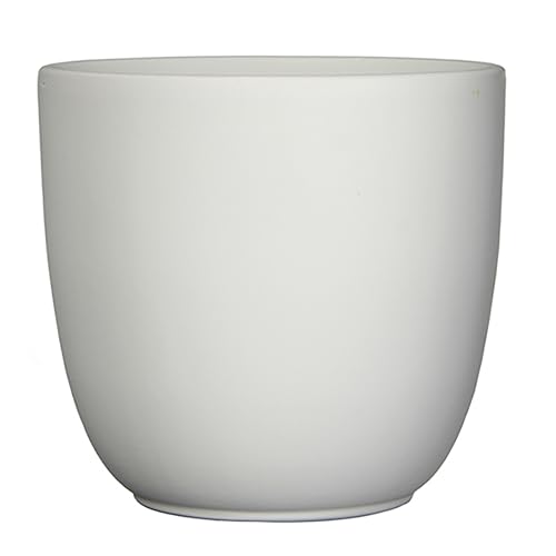 Annastore Blumenübertopf Tusca aus Keramik - Übertopf - Blumentopf - Übertöpfe - Blumentöpfe (Weiß-Matt, H 9 cm - Ø 10 cm) von Annastore