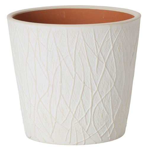 Annastore Blumenübertopf Twig aus Keramik in vielen Farben und Größen - Blumentopf aus Keramik Übertopf Größe Ø 11,5 cm/H 10,5 cm, Farbe Creme-weiß von Annastore