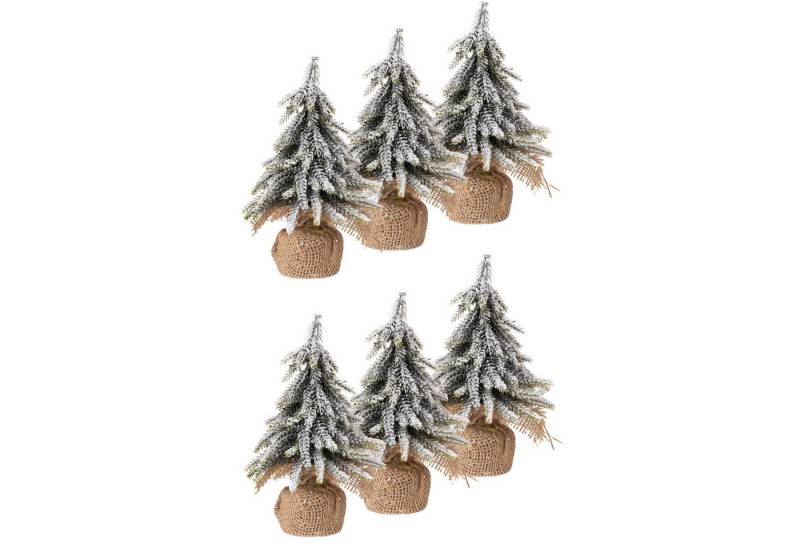 Annastore Dekofigur Künstlicher kleiner Tannenbaum mit Kunstschnee - Weihnachtsdeko Tisch (6 St), H 20 - Ø 12 cm von Annastore