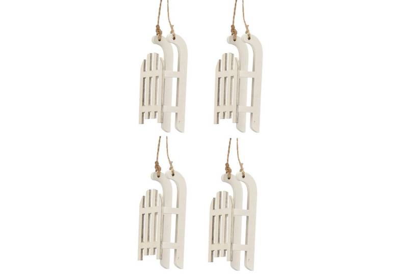 Annastore Dekohänger 4 x Dekoschlitten aus Holz Holzschlitten klein zur Deko Baumschmuck, Länge 9 cm von Annastore