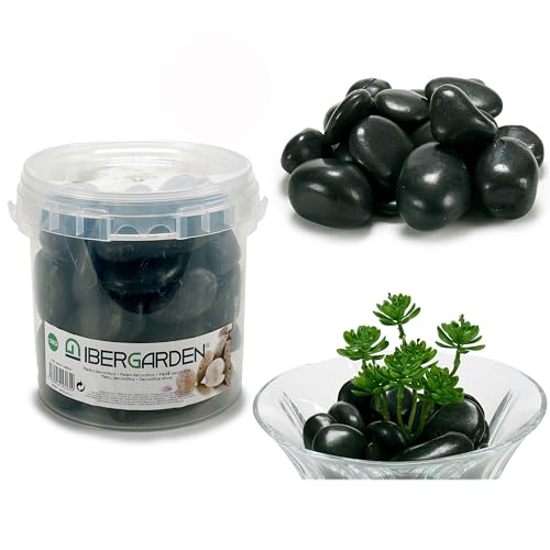 Annastore Dekosteine schwarz in geschliffener und glänzender Optik 3 Kg - Dekokiese - Steine in schwarz - Natursteine schwarz - Kiesel - Dekokiesel- Flußsteine - Natursteine (Schwarz - 3 Kg (7-9 cm) von Annastore
