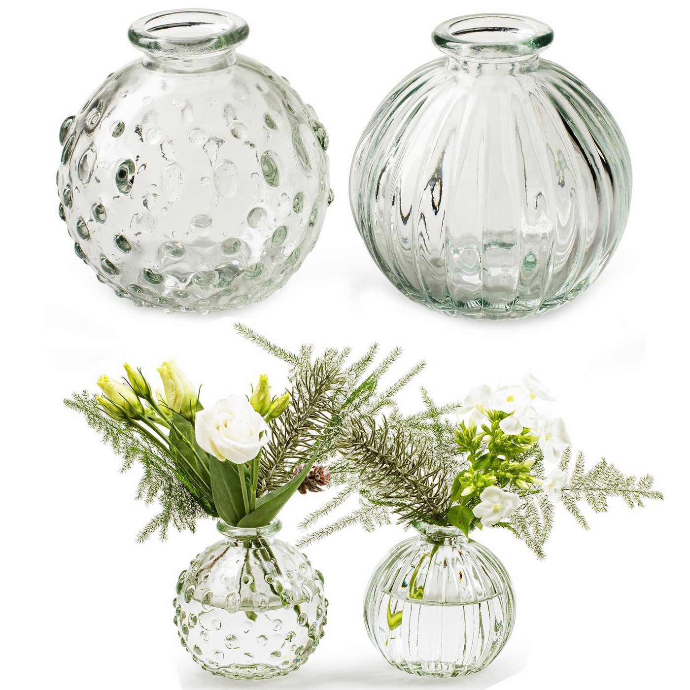 Annastore Dekovase 12 kleine Vasen aus Glas Vintage Blumenvasen Tischvasen Glasvasen, Dekoflaschen, Glasflaschen, Glasfläschchen, Deko-Flaschen von Annastore