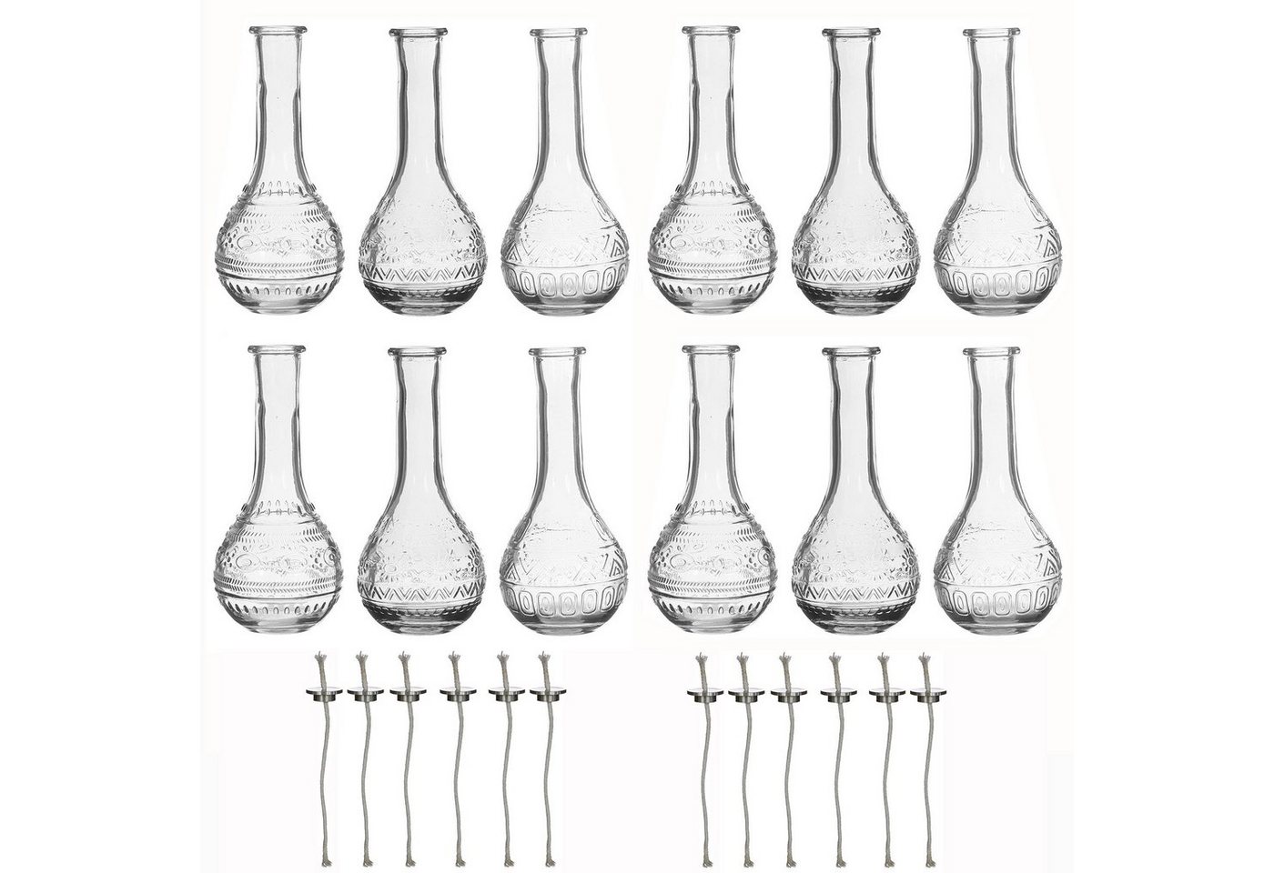 Annastore Dekovase 12 x Vasen / Glasflaschen / Korken oder Öllampe Tischvasen Blumenvase, Glasvase, Tischvase, Dekovase, Väschen, Tischdeko Hochzeit von Annastore