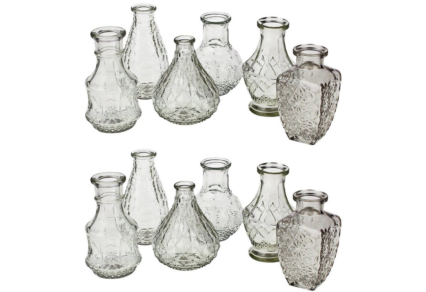 Annastore Dekovase 12 x Vasen aus Glas Dekovasen, Glasvasen, Dekogläser (12 St), H 12 - 14 cm, Deko Glas Vintage Glasflaschen von Annastore