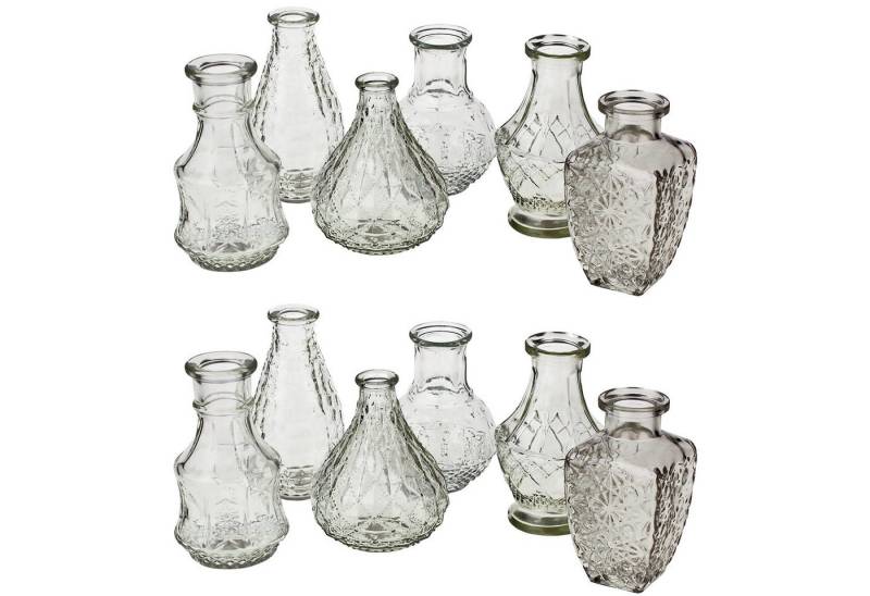 Annastore Dekovase 12 x Vasen aus Glas Dekovasen, Glasvasen, Dekogläser (12 St), H 12 - 14 cm, Deko Glas Vintage Glasflaschen von Annastore