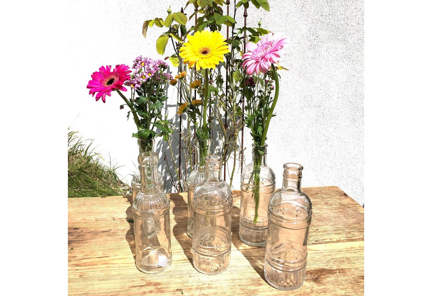 Annastore Dekovase Dekoflaschen H 20,5 cm - Ideal als Vase - Kerzenhalter für Stabkerzen (Tischvase, Glasvase, 12 St), Stilvoll als Vase Vintage, Glas Flaschen, Deko Flaschen, Deko Vasen von Annastore