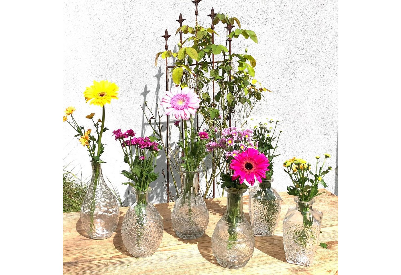 Annastore Dekovase Vasen aus Glas im Vintage Look - Tischvasen Shabby Chic (H 14,8 - 20 cm, 12 St), Blumenvasen, Glasvasen klein, Vasen Tischdeko, Väschen von Annastore