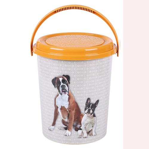 Annastore Eimer mit Deckel für Hundefutter 11 Liter - H 31 cm Ø 26 cm Futterbehälter für Haustiere - 11 Liter Hundefutter Aufbewahrung Futteraufbewahrung Futterbox Hund - Futtertonne Hund ((Hund) von Annastore