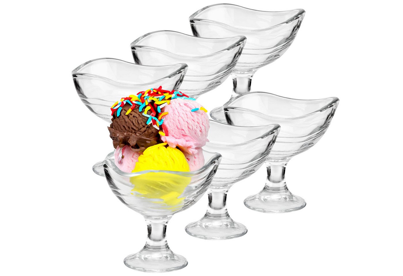 Annastore Eisschale 6-tlg. Eisbecher aus Glas mit Fuß Eisschalen aus Glas Dessertschale von Annastore