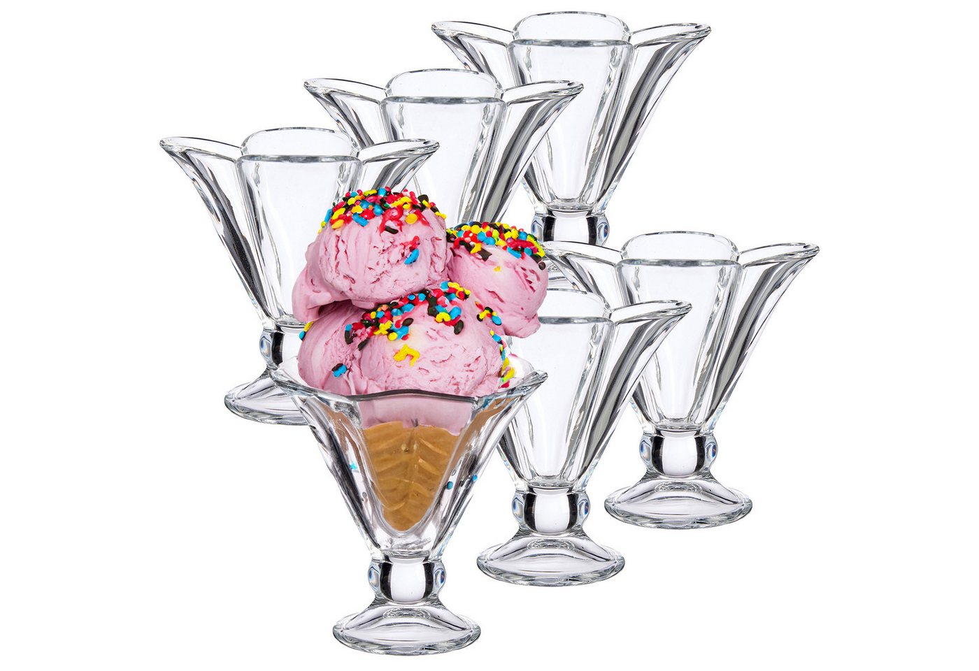 Annastore Eisschale 6-tlg. Eisbecher aus Glas mit Fuß Eisschalen aus Glas Dessertschale Annastore Eisschale 6-tlg. Eisbecher aus Glas mit Fuß Eisschalen aus Glas Dessertschale von Annastore