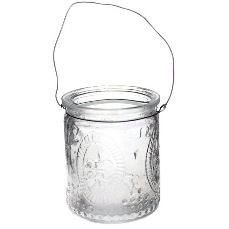 Annastore Hängewindlicht H 7 cm -Teelichtgläser klar im Vintage Look (6 St), Hängeteelichthalter, Teelichtglas von Annastore