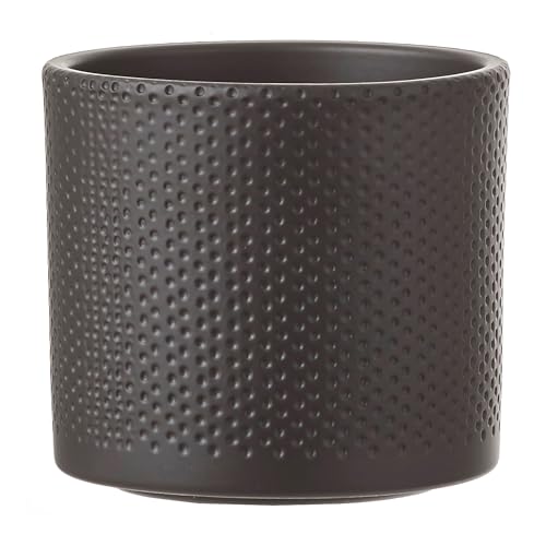 Annastore Keramik Blumen Übertopf ERA - Pflanztopf – Übertopf – Übertöpfe – Blumenübertöpfe - Blumentopf (Schwarz-Matt/Relief, H 12,5 cm - Ø 13,5 cm) von Annastore