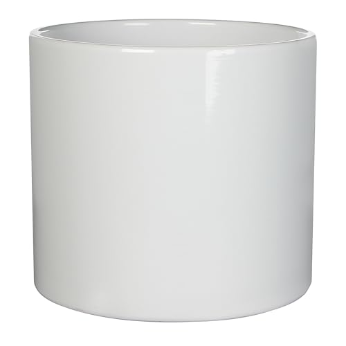 Annastore Keramik Blumen Übertopf ERA - Pflanztopf – Übertopf – Übertöpfe – Blumenübertöpfe - Blumentopf (Weiß, H 14,5 cm - Ø 17,5 cm) von Annastore