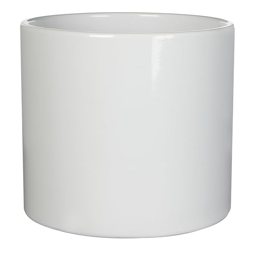 Annastore Keramik Blumen Übertopf ERA - Pflanztopf – Übertopf – Übertöpfe – Blumenübertöpfe - Blumentopf (Weiß, H 21,5 cm - Ø 23 cm) von Annastore