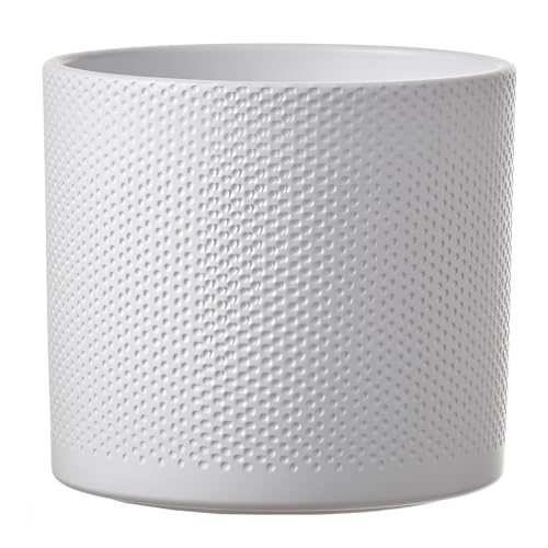 Annastore Keramik Blumen Übertopf ERA - Pflanztopf – Übertopf – Übertöpfe – Blumenübertöpfe - Blumentopf (Weiß/Relief, H 17,5 cm - Ø 19,5 cm) von Annastore