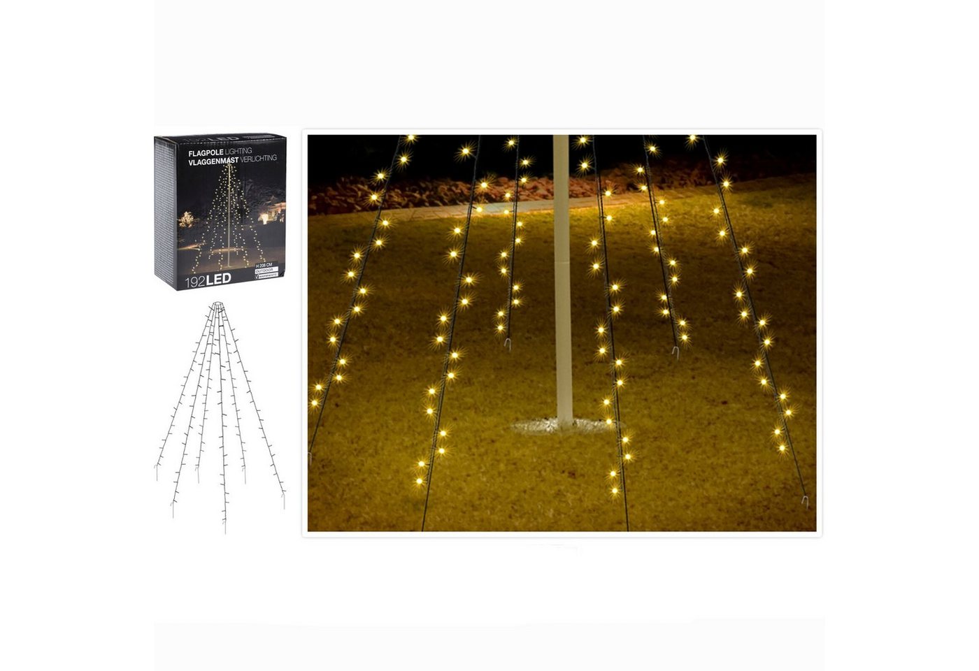 Annastore LED-Lichterkette Fahnenmast Lichterkette - für Außenbereich Weihnachtsbeleuchtung Baum, Beleuchtung für Baum, 6 Stränge - 208 cm von Annastore