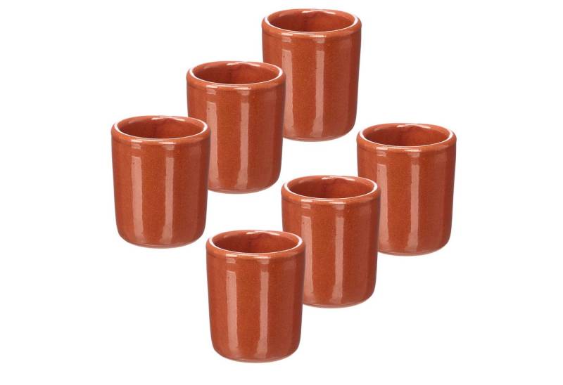 Annastore Schnapsglas 6 x Schnapsbecher aus Ton - Gläser für Tequila Wodka - Schnapsgläser, Mittelalter Trinkbecher - Shotgläser - Pinnchen 50 ml von Annastore
