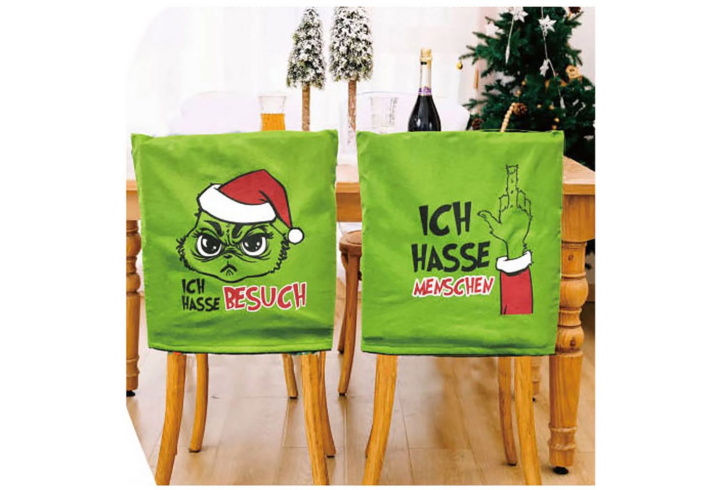 Annastore Stuhlhusse 6-tlg. Set Stuhlhussen "Festtags-Muffel" Ich hasse Weihnachten, 48 x 64 cm von Annastore