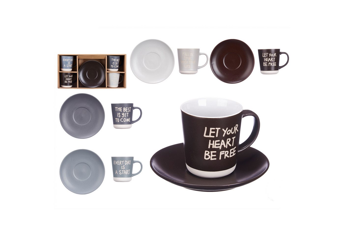 Annastore Tasse Kaffeetassen-Set Kaffeebecher Service Cappuccino Tassen Cafe-Tassen, Für 4 Personen von Annastore