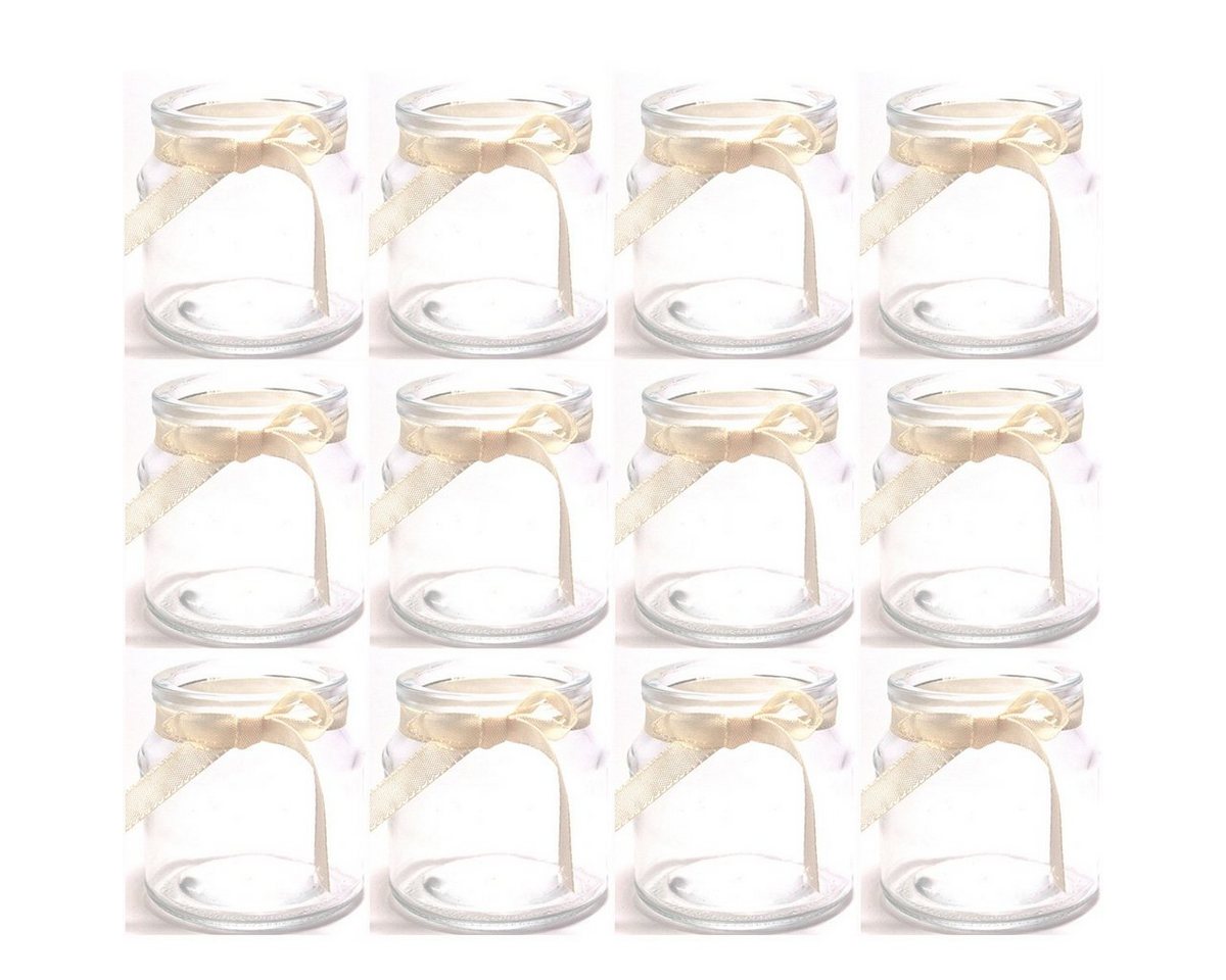 Annastore Teelichthalter 12 x Teelichtgläser Wilmar H 7 cm für kleine Teelichter (kleine Windlichter aus Glas für die Tischdeko) von Annastore