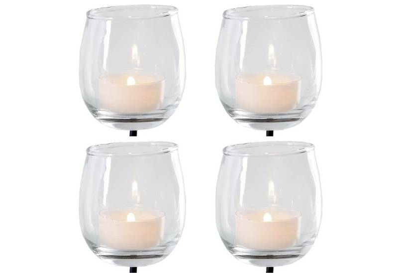 Annastore Teelichthalter 4-TLG. Set Teelichtgläser mit Metallstab für Gestecke, Adventskranzstecker, Teelichthalter für Adventskranz von Annastore