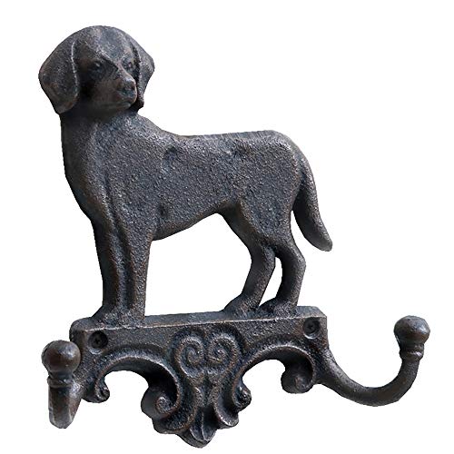 Annastore Wandgarderobe aus Gusseisen mit zwei Haken im Vintage-Look L 16,5 cm Farbe Hund von Annastore