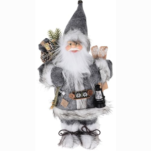 Annastore Weihnachtsmann zum Stellen H 30 cm - Nikolaus-Figur - Santa Claus - Weihnachtsfiguren zum Stellen - Nikolaus zum Stellen (Nikolaus Vintage grau - H 30 cm) von Annastore