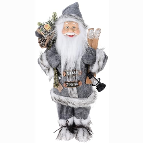 Annastore Weihnachtsmann zum Stellen H 45 cm Nikolaus-Figur - Santa Claus - Weihnachtsfiguren zum Stellen - Nikolaus zum Stellen (Nikolaus Vintage grau - H 45 cm) von Annastore