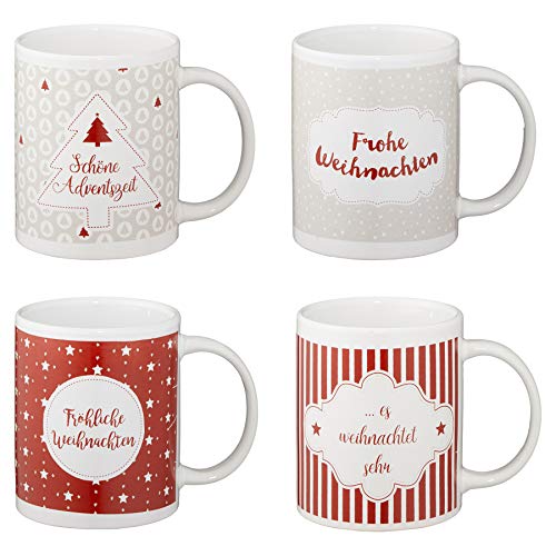Annastore Weihnachtstassen mit apartem Design - Glühweintassen Set - Weihnachtsbecher Glühweinbecher Weihnachtsgeschirr Größe 12 Tassen von Annastore