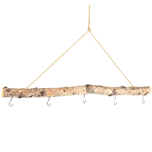 Birkenast mit Haken und Juteschnur zum Hängen - Naturdeko Dekozweig Dekoast Holzdeko Dekoholz Hängedeko Holzmobile (50 cm) von Annastore