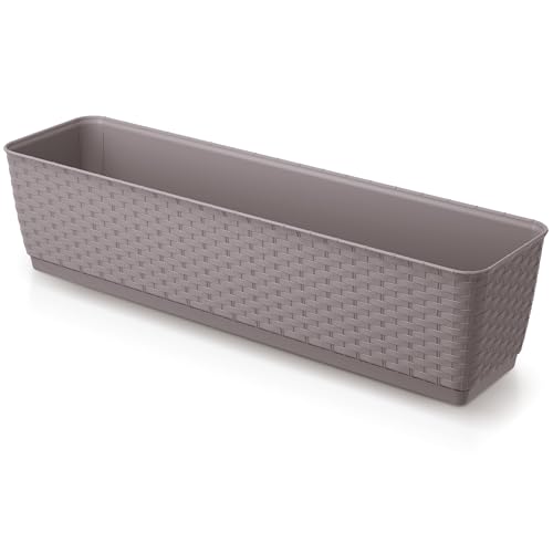 Blumenkasten L 500 mm - Balkonkasten aus wetterfestem Kunststoff - Blumenkästen - Balkonkästen (Mokka, 500 mm) von Annastore