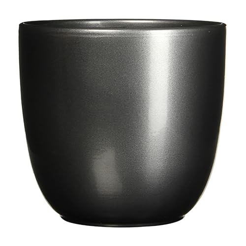 Blumenübertopf Tusca aus Keramik - Übertopf - Blumentopf - Übertöpfe - Blumentöpfe (Anthrazit, H 11 cm - Ø 12 cm) von Annastore