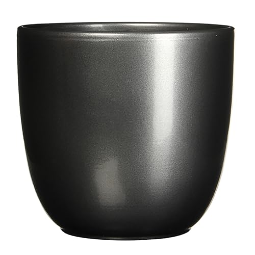 Blumenübertopf Tusca aus Keramik - Übertopf - Blumentopf - Übertöpfe - Blumentöpfe (Anthrazit, H 9 cm - Ø 10 cm) von Annastore