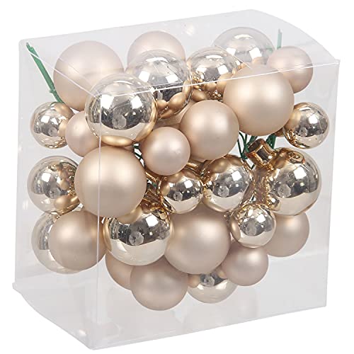 Bündel mit Glaskugeln an Draht (insg. 36 Weihnachtskugeln) - Weihnachtsdeko - Baumkugeln an Draht - Adventsdeko zum Stecken - Spiegelbeeren Farbe Herbstblond von Annastore