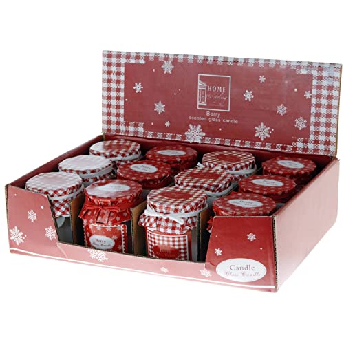 Duftkerzen im Glas H 6,5 cm in zwei weihnachtlichen Modellen sortiert - Kerze im Glas Größe 4-tlg. Set von Annastore