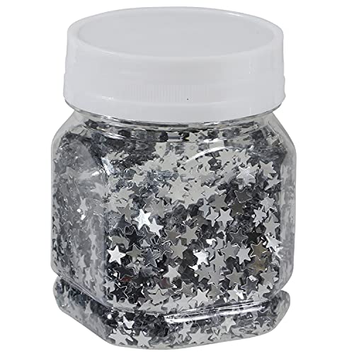 Glittersterne 80g zur Dekoration - Bastelsterne Glitzersterne Weihnachtsdeko - Glitter Farbe Silber von Annastore