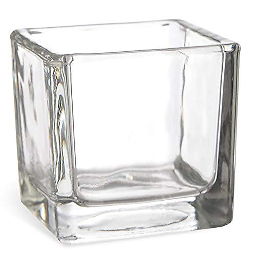 Großes Windlicht Glaswürfel in quadratischer Form - Glaswindlicht eckig - Blumenvase eckig - Tischvase Eckig - Blumenschale quadratisch (14 x 14 x 14 cm) von Annastore