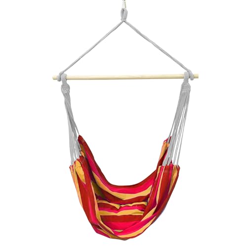 Hängesessel 100 x 100 cm - Belastbar bis 150 Kg - Hängestuhl für Garten - Hängesessel für Garten - Hängematte zum Sitzen Farbe Rot/Gelb Hängesessel 100 x 100 cm - Belastbar bis 150 Kg - Hängestuhl für Garten - Hängesessel für Garten - Hängematte zum Sitzen Farbe Rot/Gelb von Annastore